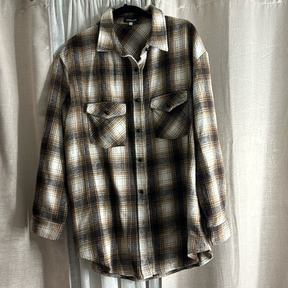 Brown plaid shacket - XL - NWOT